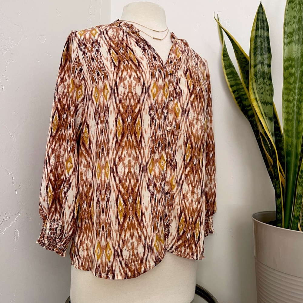 Eclair Multicolor Printed Button Up Blouse - image 1